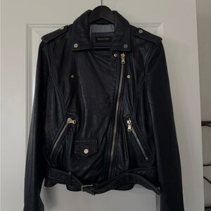 Massimo Dutti Deep Ocean Color Leather Jacket